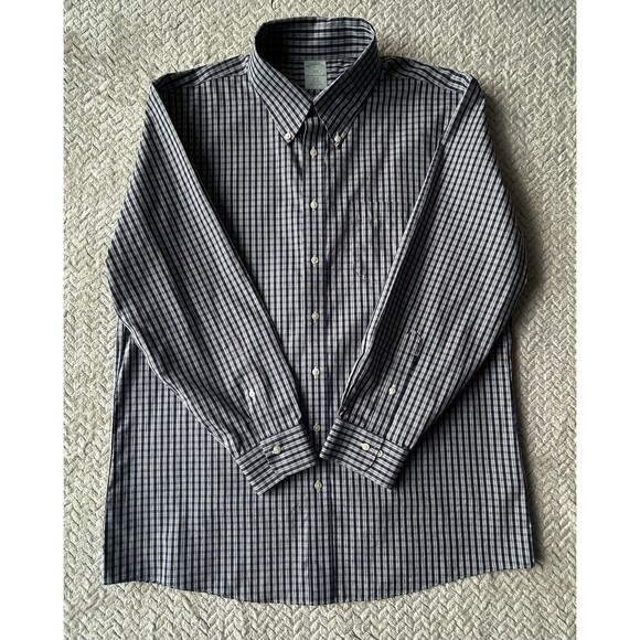 Brooks Brothers 1818 Button Down Slim Fit Blue Cotton Shirt Size 17- 32/33 - Picture 1 of 12
